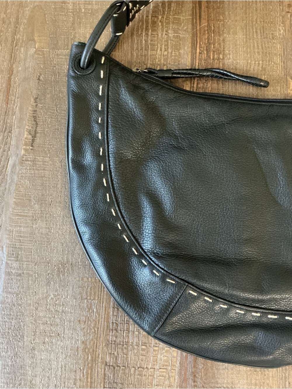 Sigrid Olsen Black Pebbled Leather Sloutchy Half Moon Hobo Shoulder Bag - Picture 12 of 12